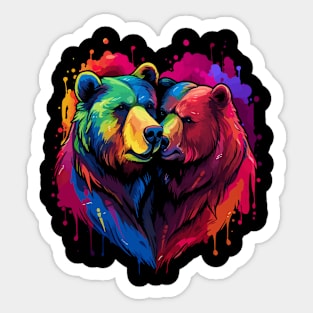 Grizzly Bear Couple Valentine Sticker